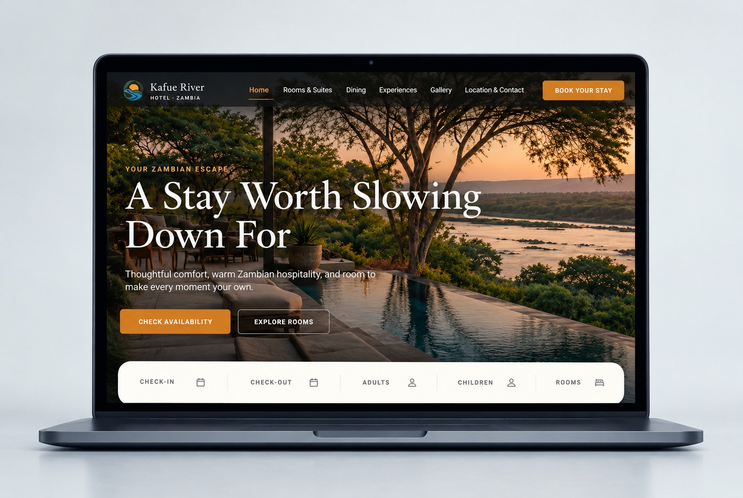 Concept Hotel website on a laptop screen