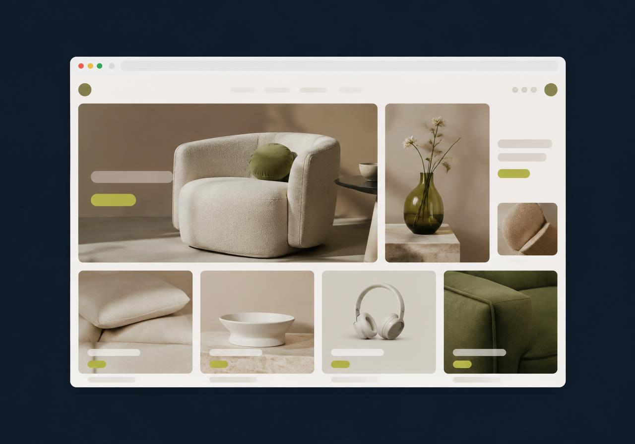 Concept furniture e-commerce website in a browser window